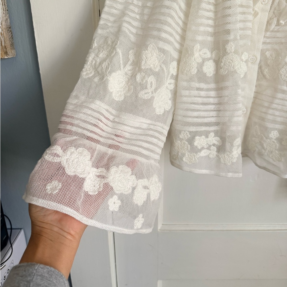 Sezane White Floral Lace Blouse - Picture 5 of 8